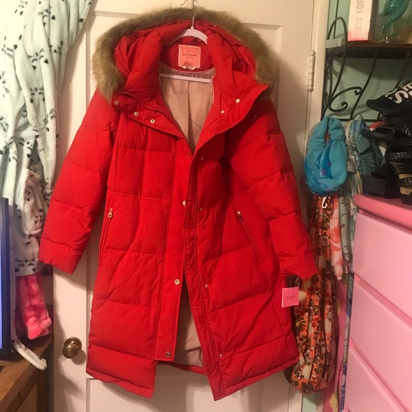SOLD-Kate Spade ♠️ faux fur hooded puffer coat